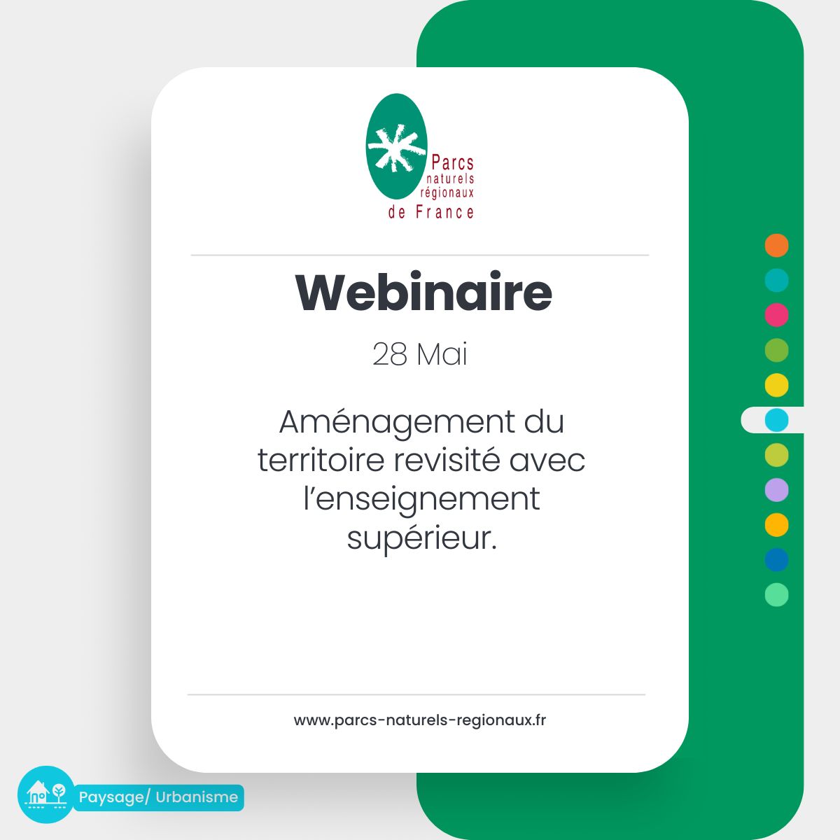 Webinaire – L&rsquo;aménagement du territoire revisité avec l&rsquo;enseignement supérieur – Fédération des Parcs Naturels Régionaux de France – 28 mai 2026